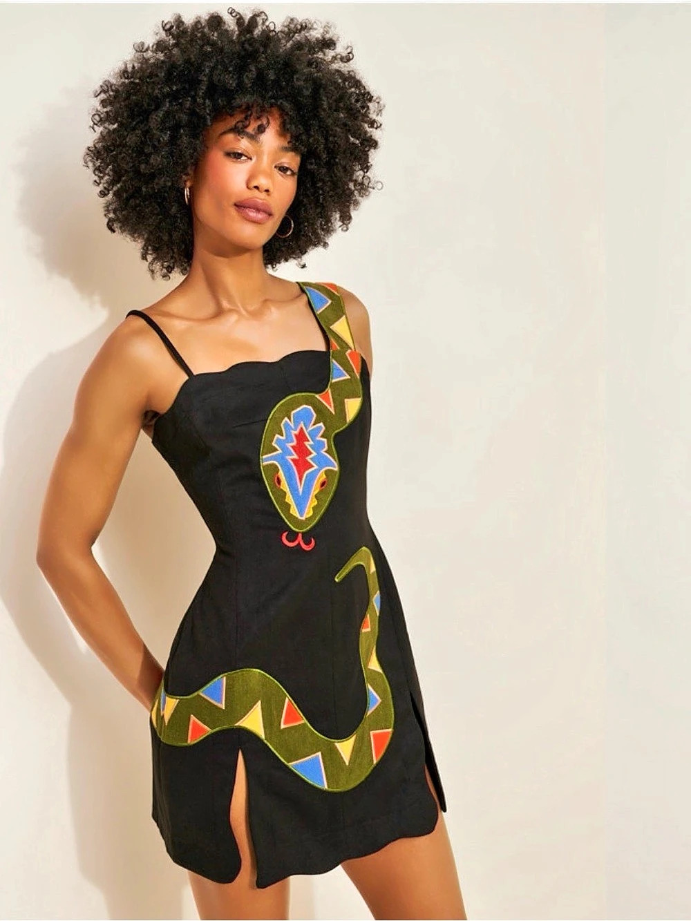 Fashion Brand Company Snake Mini Dress Black & Multicolor 1X